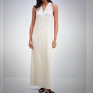 NEW- MANGO Linen Maxi Dress V-Neck, S